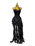 Women's Fashion Strapless Ruffle Bandage Mini Party Dress