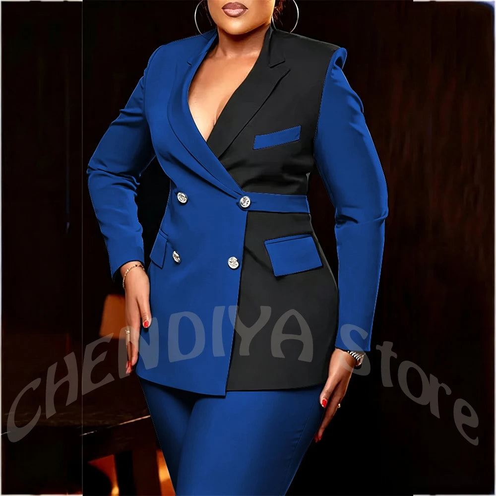 Women's Classic Tailored Blazer and Trousers Suit Set