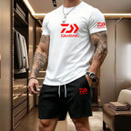 Men's Casual Round Neck T-Shirt and Drawstring Shorts Set
