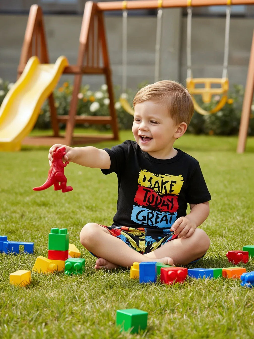 Toddler Boy Summer Letter Print T-Shirt and Shorts Set