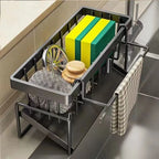 Kitchen Sponge Holder and Sink Drain Rack with Hanging Hook