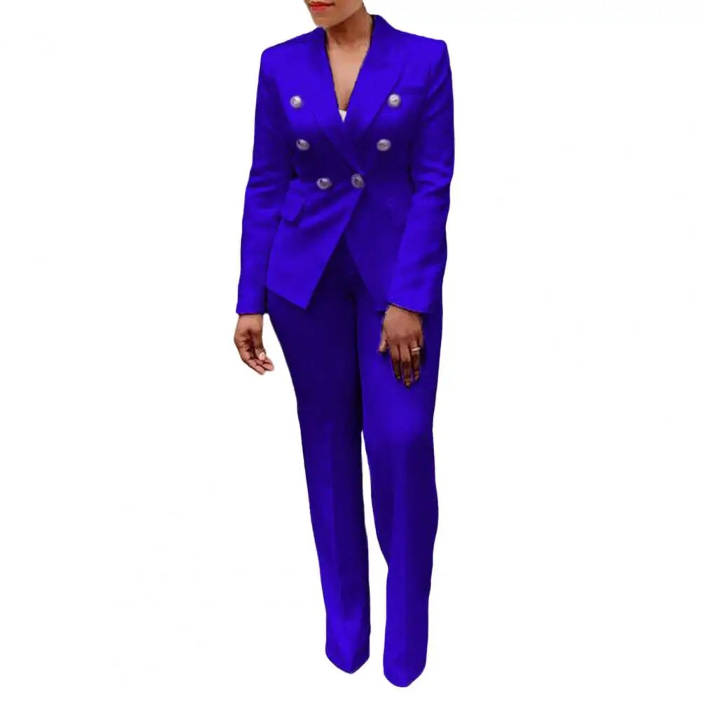 Women's Double Breasted Blazer Pants Suit