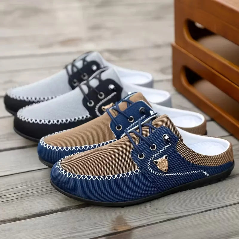 Men's Breathable Mesh Slip-On Mules Outdoor Casual Sandals