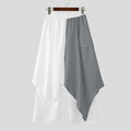 Men's Patchwork Jogger Pants Elastic Waist Wide Leg Trousers