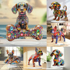 Boho Puppy Dog Flat Acrylic Plaque and Tabletop Ornament