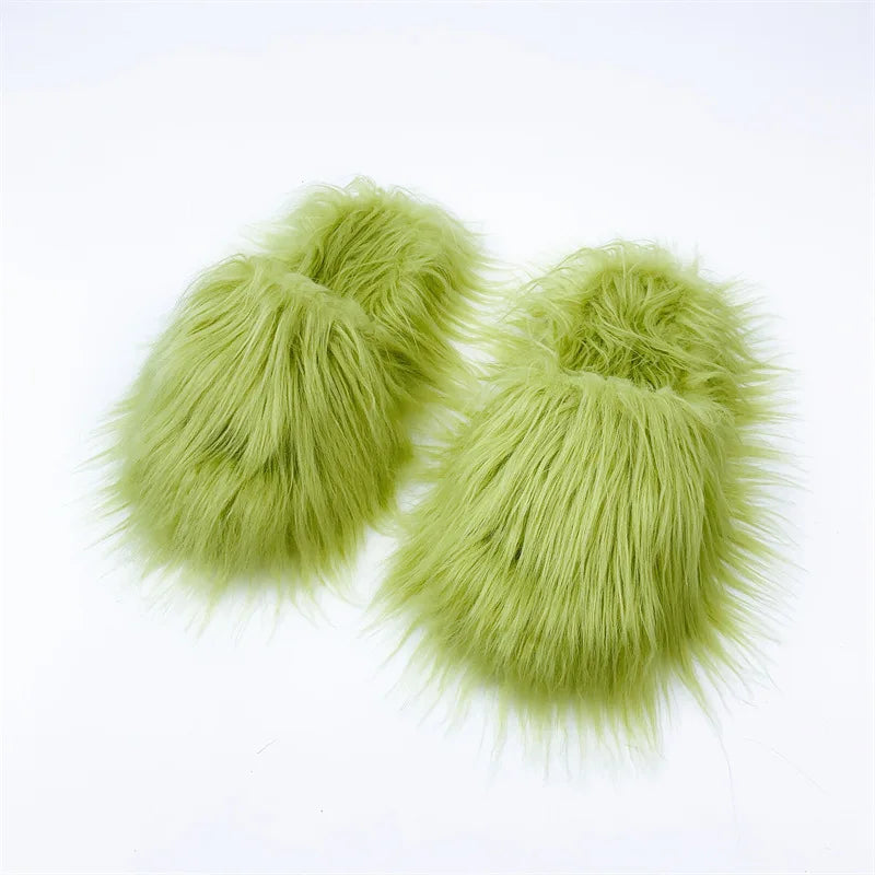 Women's Faux Fur Plush Warm Flat Slippers