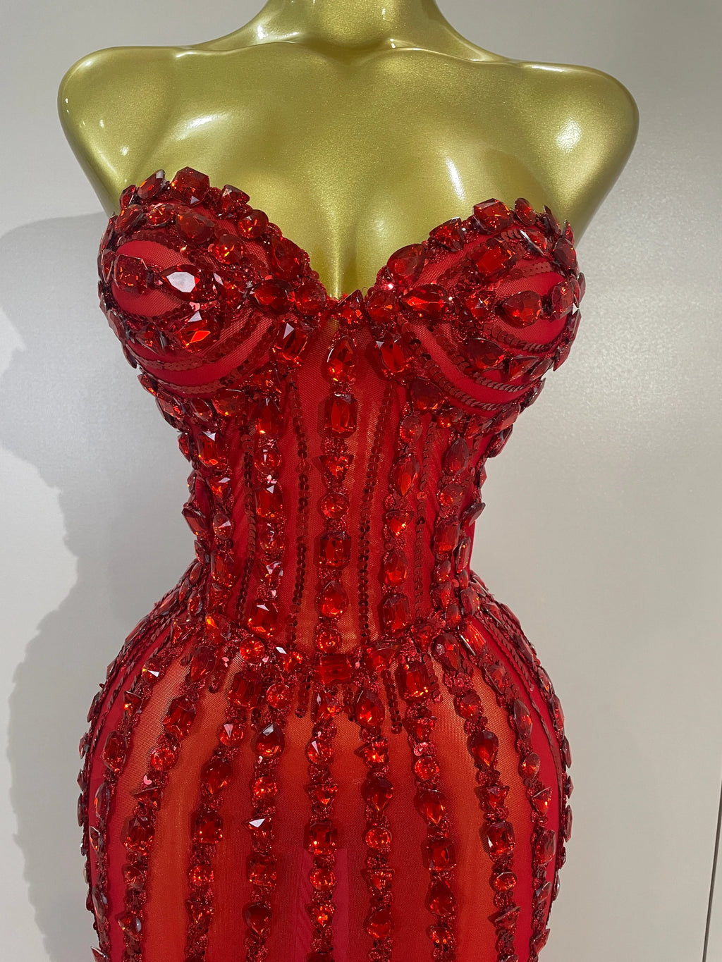 Women's Sexy Strapless Mesh Diamond Maxi Dress