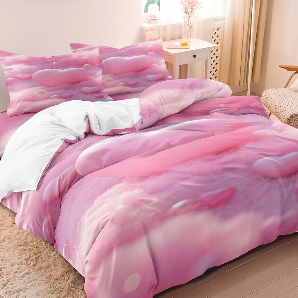 Romantic Hearts Duvet Cover and Couple Bedding Set