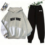 Women's Printed Hoodie Sweatshirt Jogger Pants Set