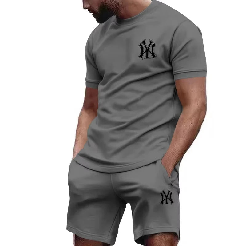 Men's Casual Summer T-Shirt and Pants Suit Set