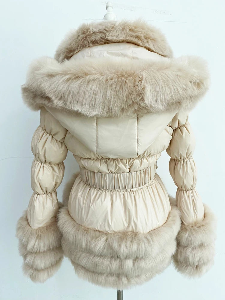 Women's Thick Warm Hooded Faux Fur Coat Y333