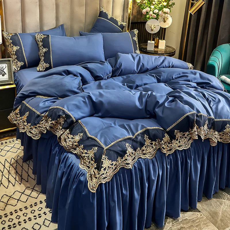 European Ice Rayon Duvet Cover and Silky Bedding Set