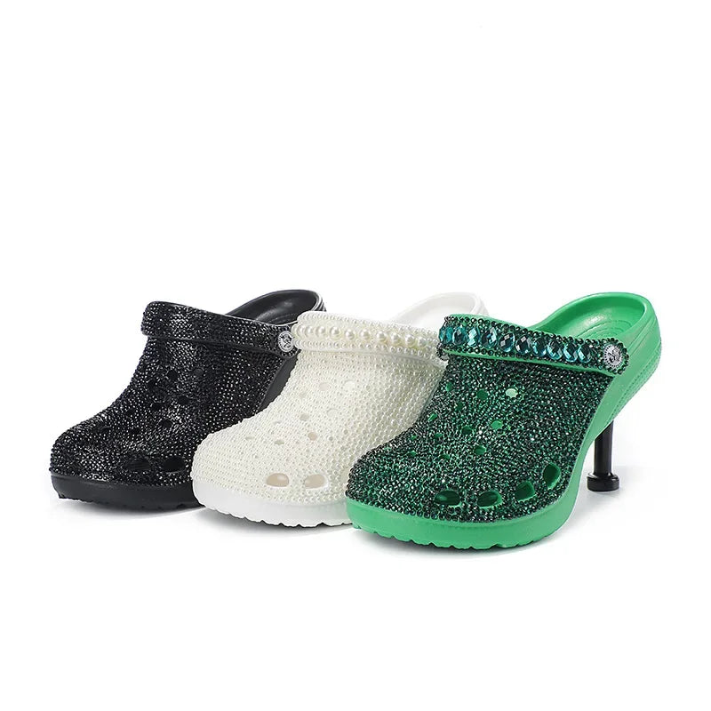 Women's Snake Shaped Rhinestone Pointed Toe High Heel Sandals