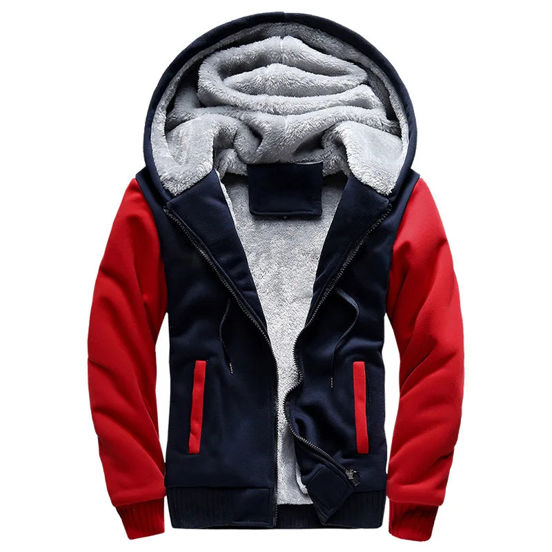 Men's Casual Fleece Zip Hooded Jacket and Pants Set