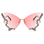 Women's Trendy Butterfly Diamond Rimless Oversized Sunglasses