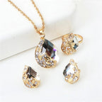 Women's Fashion Elegant Double Heart Necklace Earrings Bracelet Jewelry Set