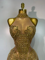 Women's Sexy Rhinestone Tassel Mesh Sleeveless Party Mini Dress