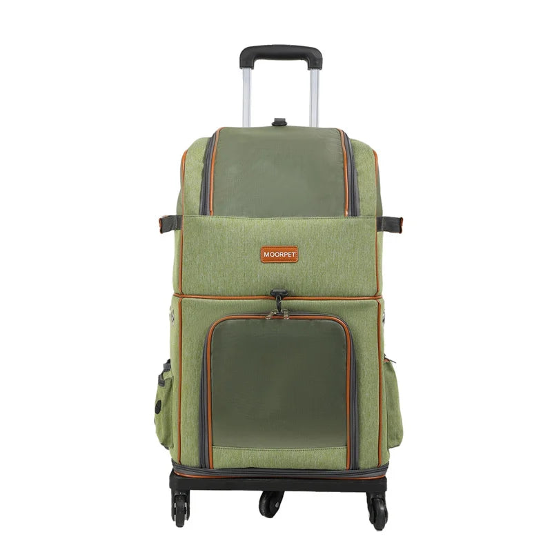 Portable Breathable Double Layer Pet Trolley Bag