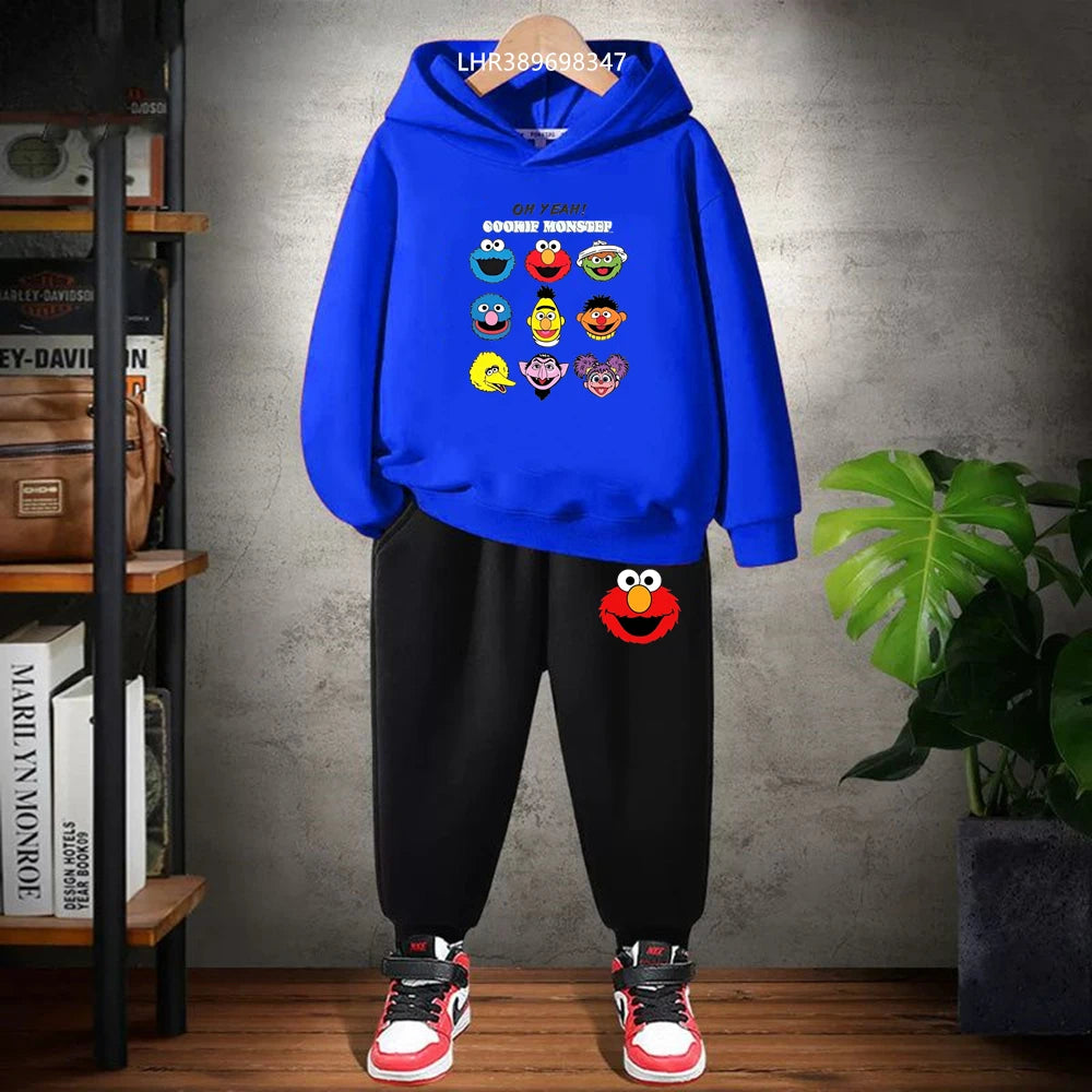 Kids' Printed Hooded Sweatshirt Pants Two-Piece Set