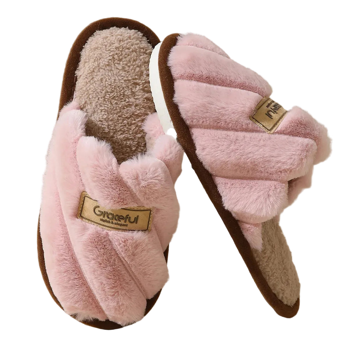 Winter Warm Plush Women's Slippers Soft Flat Indoor Bedroom Shoes