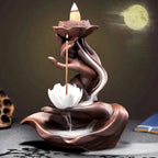 Buddha's Hand Lotus LED Backflow Incense Burner and Tabletop Ornament