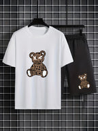 Men's Casual Graffiti Print T-Shirt and Shorts Two Piece Set