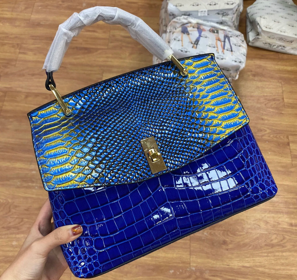 Women's Crocodile Pattern Cowhide Leather Shoulder Crossbody Bag
