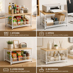 Metal Microwave Stand with Drawer and Multipurpose Countertop Storage Rack