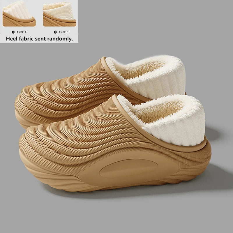 Warm Plush Waterproof EVA Slippers and Thick Furry Slides