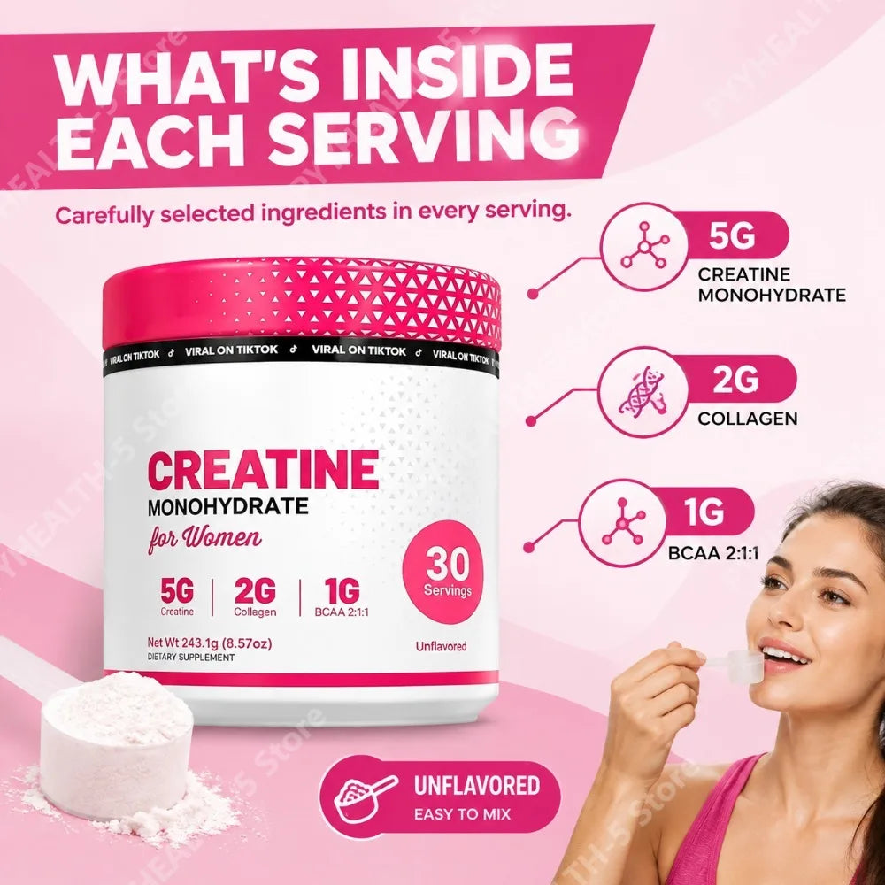 Creatine Monohydrate Hydrolyzed Collagen Powder Muscle Recovery Supplement 8.5 oz