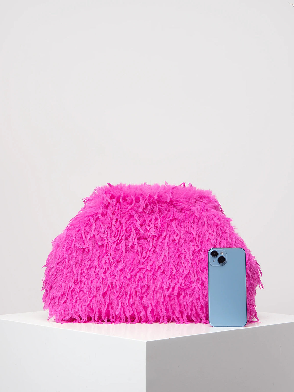 Y2K Faux Fur Kiss Lock Clutch Bag Women's Large Capacity