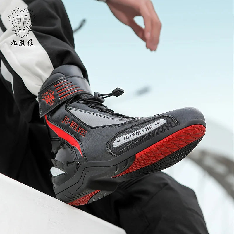 Unisex Leather Anti-Slip Urban Motocross Racing Boots D98
