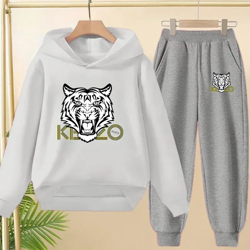 Kids' Tiger Print Hoodie Sweatshirt Pants Set