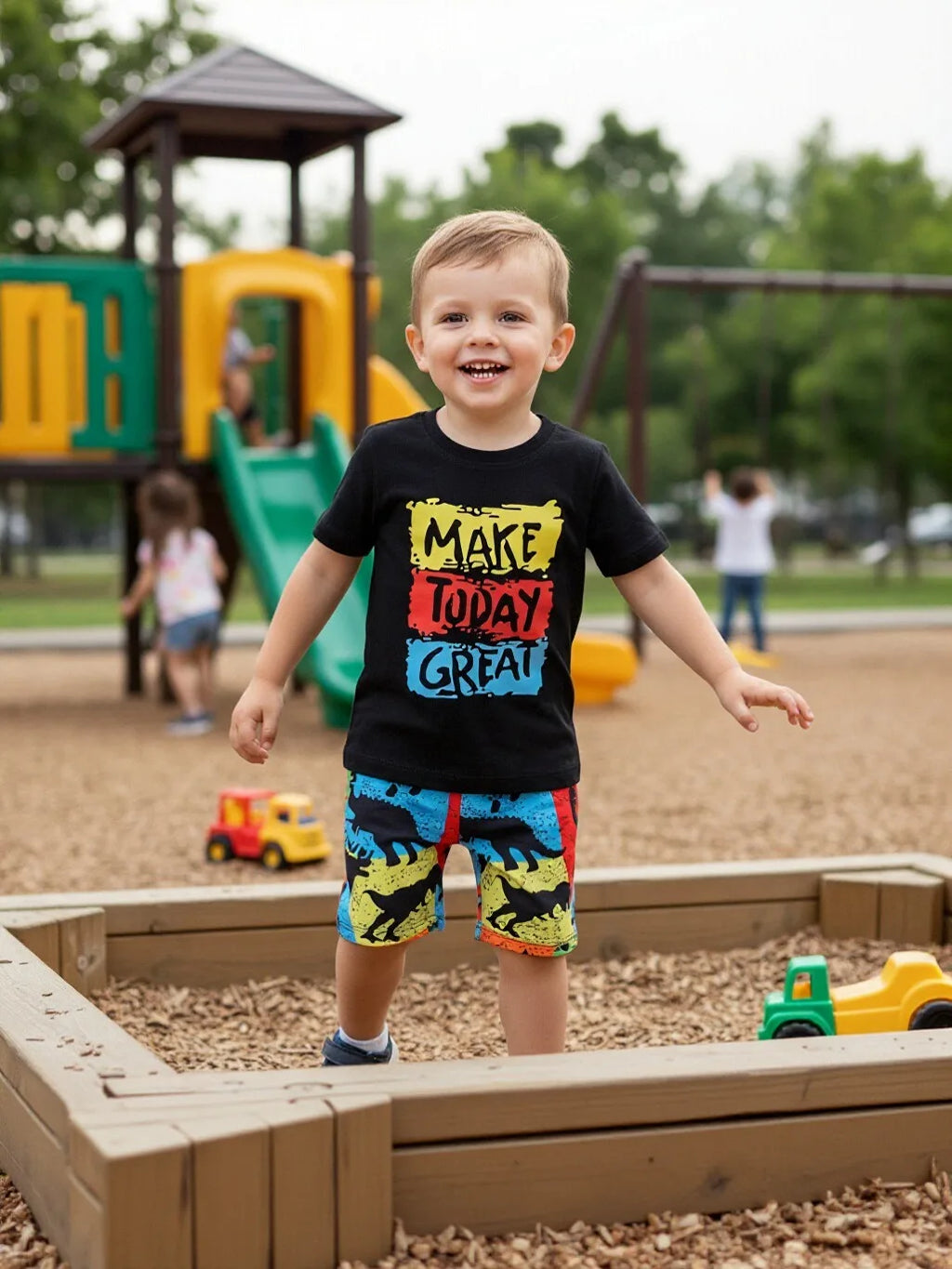 Toddler Boy Summer Letter Print T-Shirt and Shorts Set