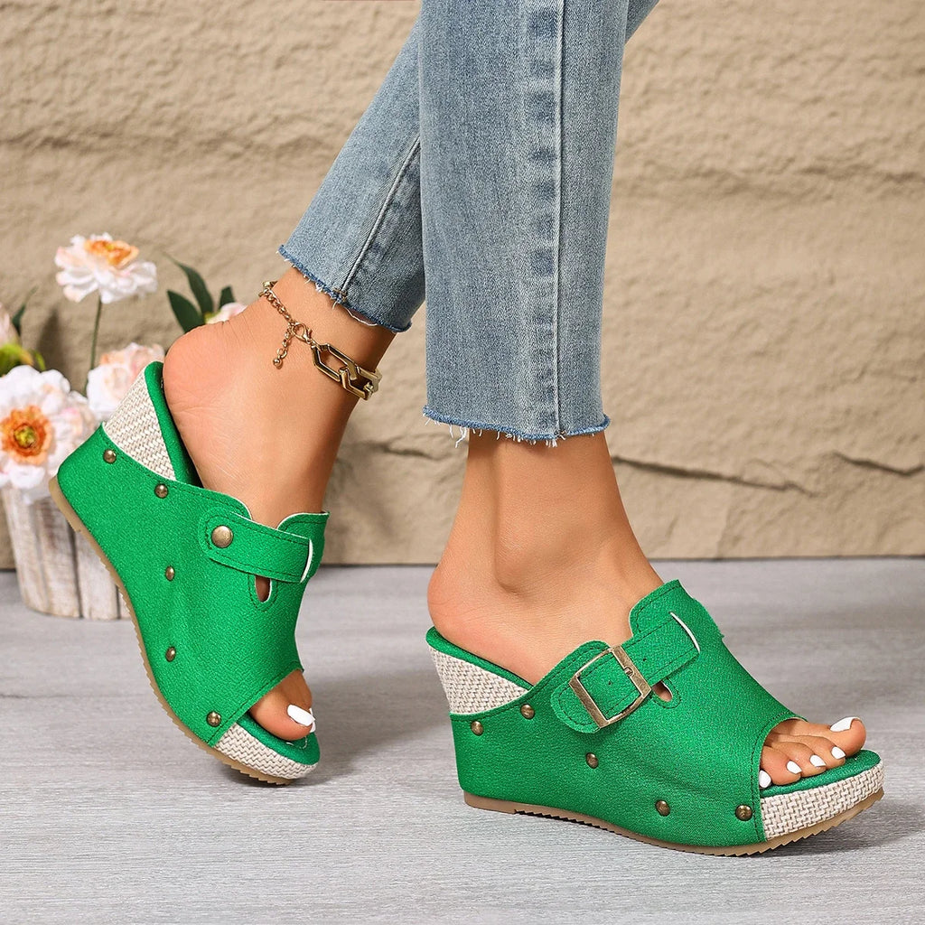 Women's Chunky Platform Wedge Sandals 3.5-inch Heel Summer Footwear