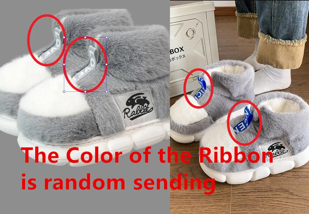Winter Warm Plush Platform Slippers Unisex High Top Snow Boots