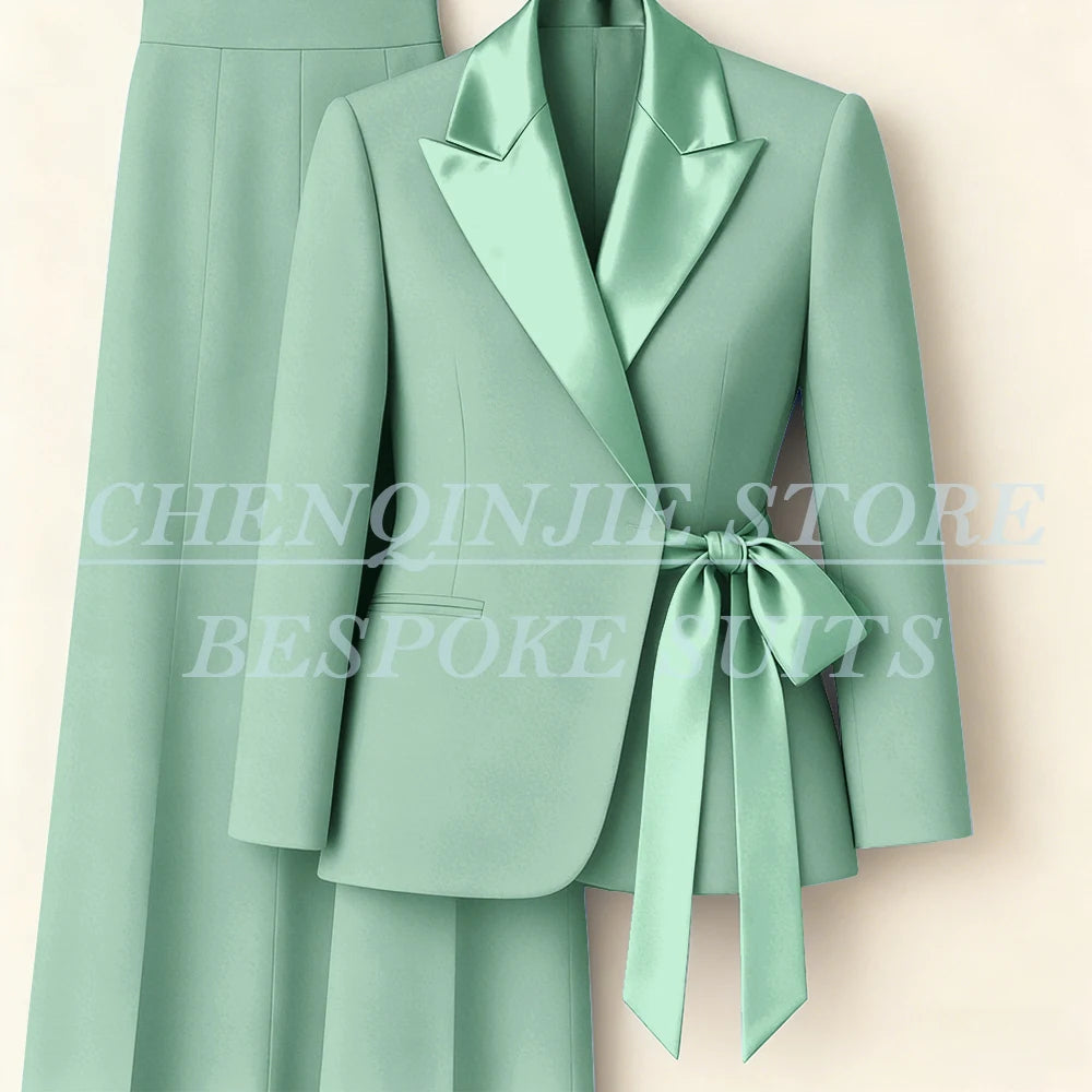 Women's Tailored Blazer Wide Leg Pants Suit