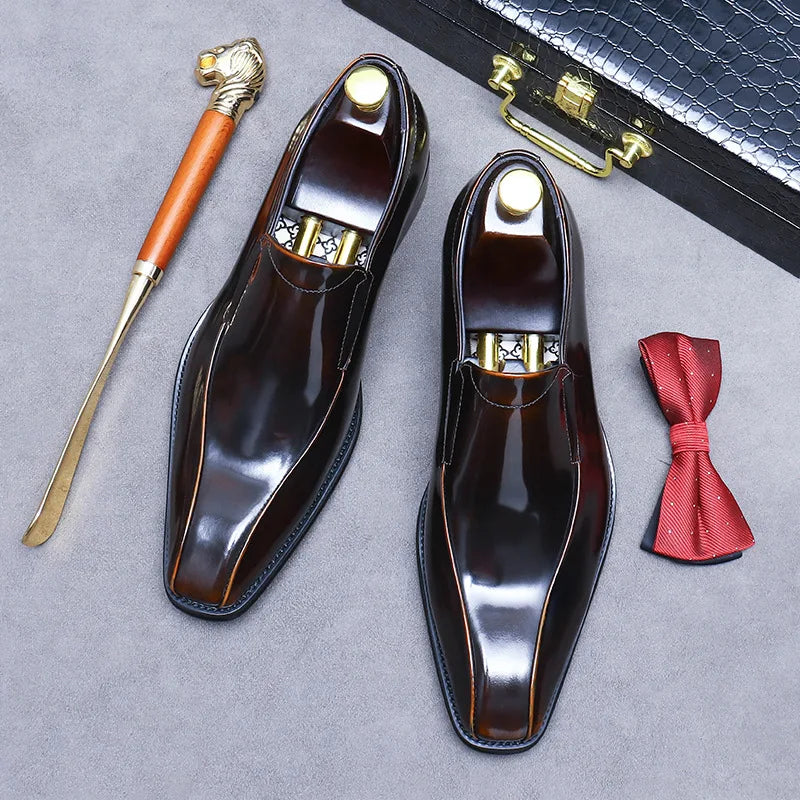 Men's Pointed Toe Genuine Cowhide Leather Loafers