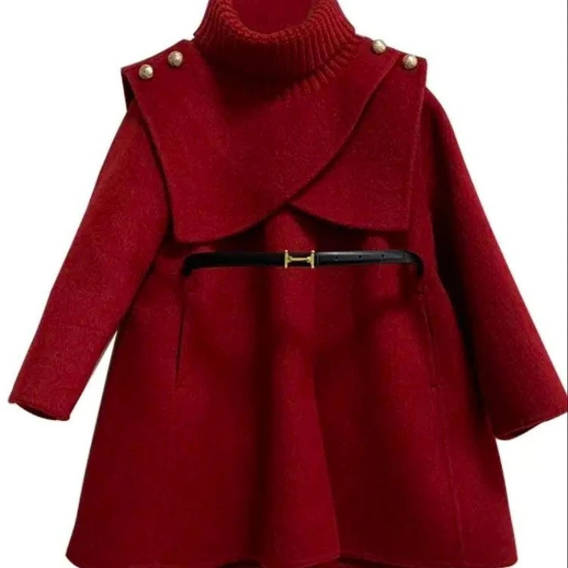 Girls' Knit Woolen Ball Gown Winter Coat