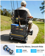 4 Wheel Folding Electric Mobility Scooter with Dual Baskets