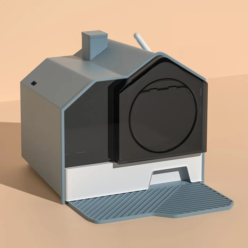 Fully Enclosed Cat Litter Box and Odor Barrier Drawer Pan