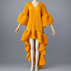 Women's Pleated Solid Kaftan Maxi Dress