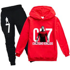 Boys' Football Print Hoodie Pants Two-Piece Set