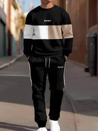 Men's Casual 3D Letter Print Sweatshirt and Pants Set