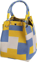 Women's Mini Knitted Geometric Colorblock Bucket Handbag