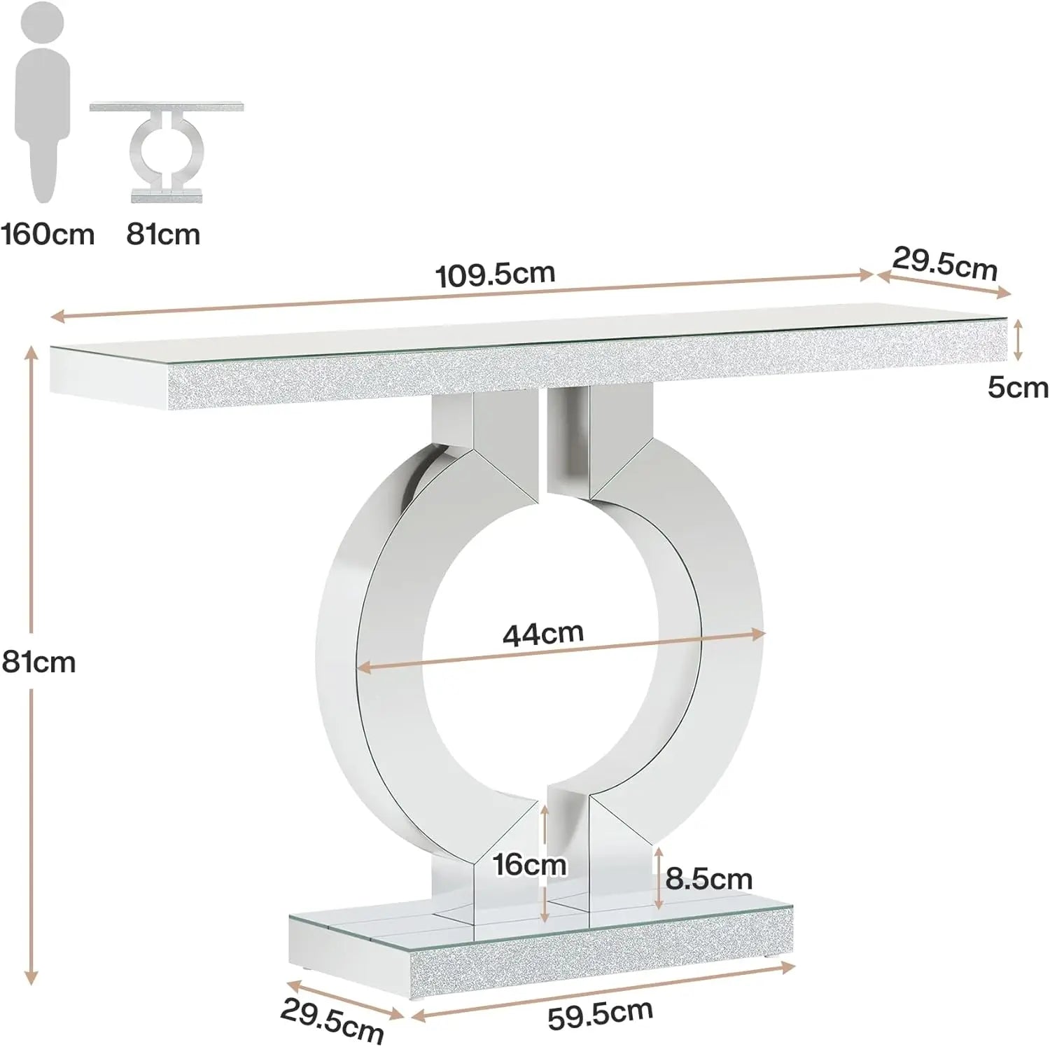 Modern Mirrored Console Table for Entryway and Living Room