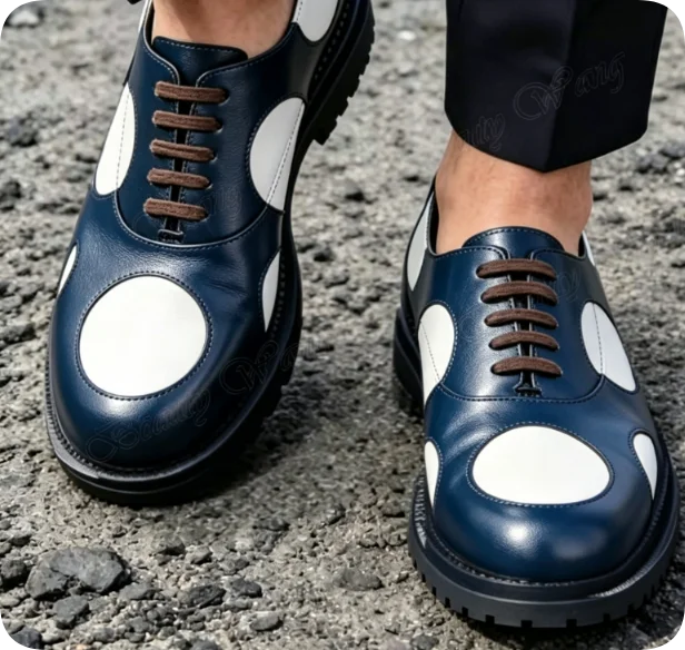 Men's Lace-Up Round Toe High Heel Boots