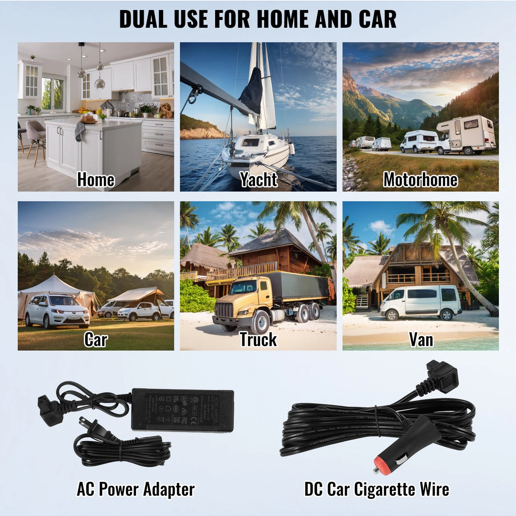 Portable Car Refrigerator and Dual Zone Freezer Cooler with Wheels