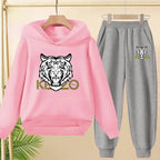 Kids' Tiger Print Hoodie Sweatshirt Pants Set