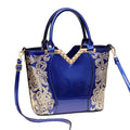 Women's Sequin Embroidered Patent Leather Shoulder Crossbody Bag